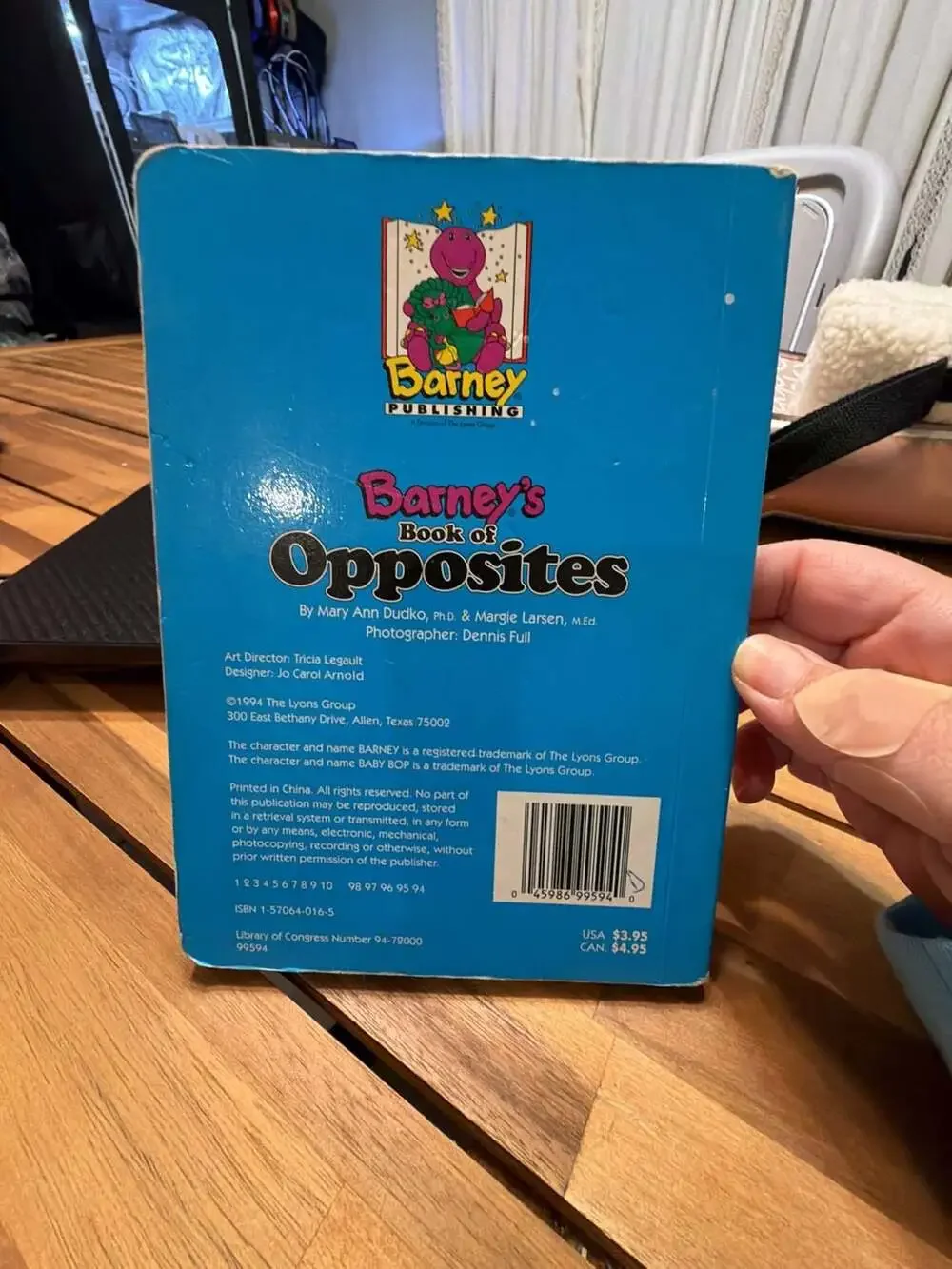 Barney's Book of Opposites Board Book by Mary Ann Dudko and Margie Larsen
